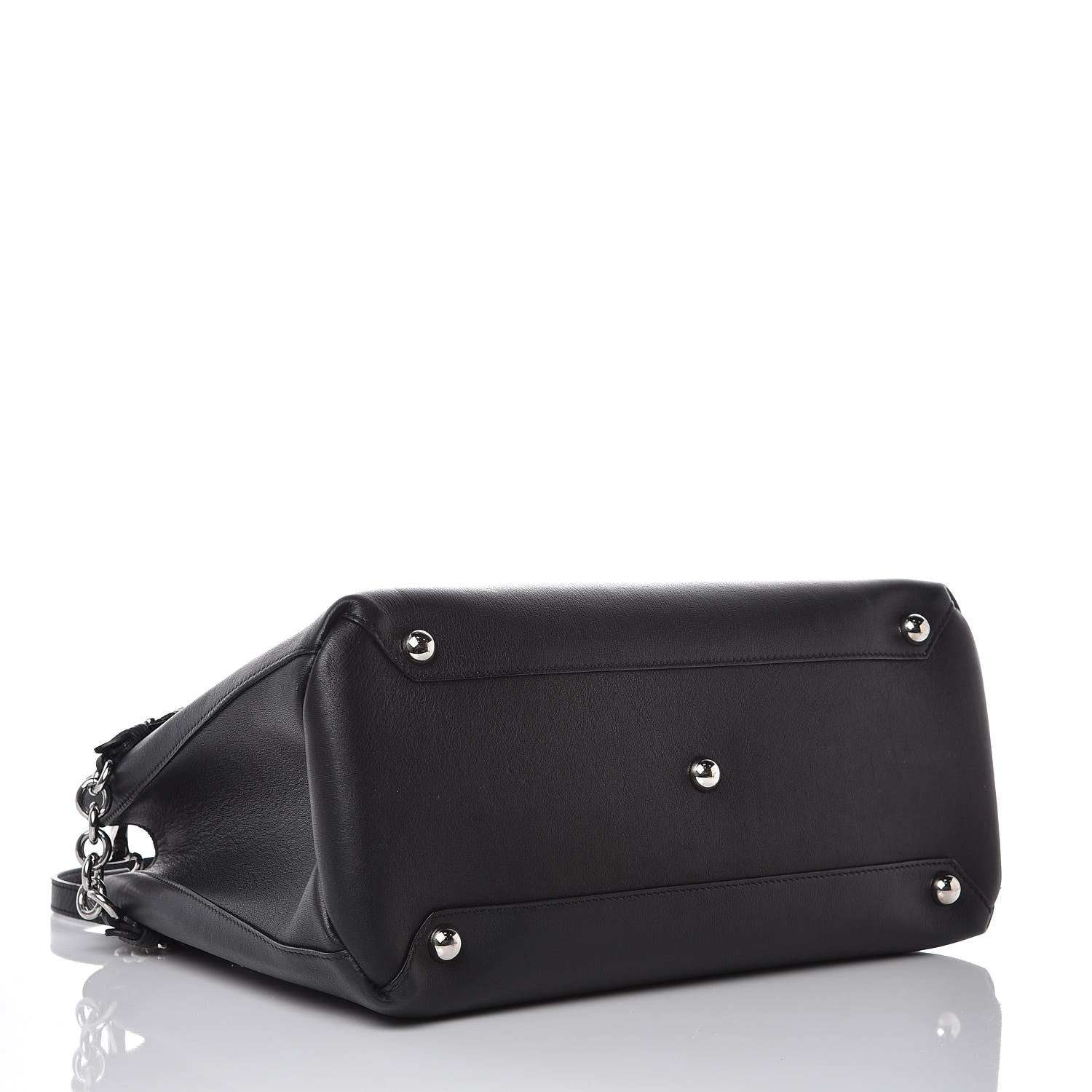 Burberry Smooth Calfskin Medium Chain Banner Tote Black 5 of 9