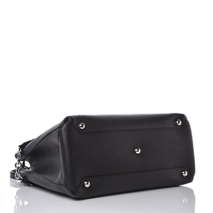 Burberry Smooth Calfskin Medium Chain Banner Tote Black 5 of 9