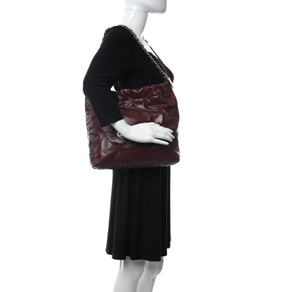 Chanel Shiny Calfskin Quilted Small Chanel 22 Burgundy 2 of 13