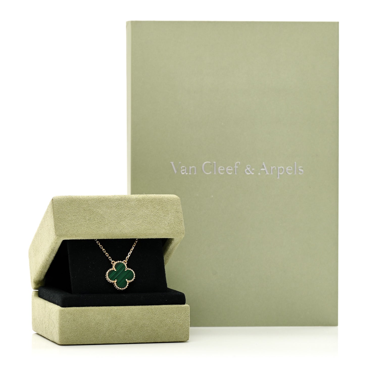 VAN CLEEF &amp; ARPELS 18K Yellow Gold Malachite Vintage Alhambra Pendant Necklace