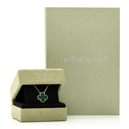 Van Cleef & Arpels VAN CLEEF &amp; ARPELS 18K Yellow Gold Malachite Vintage Alhambra Pendant Necklace 6 of 6