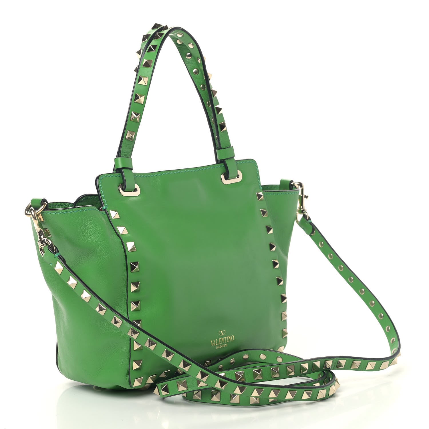 Valentino Garavani Vitello Mini Rockstud Tote Green 2 of 5