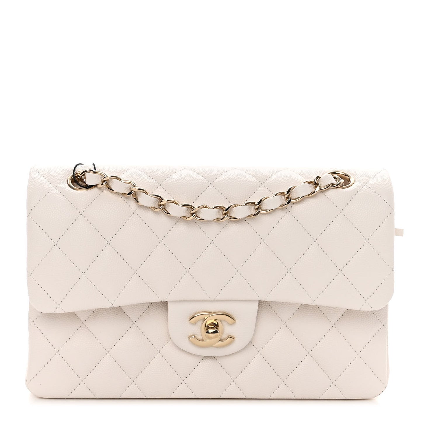 Caviar Quilted Small Double Flap White