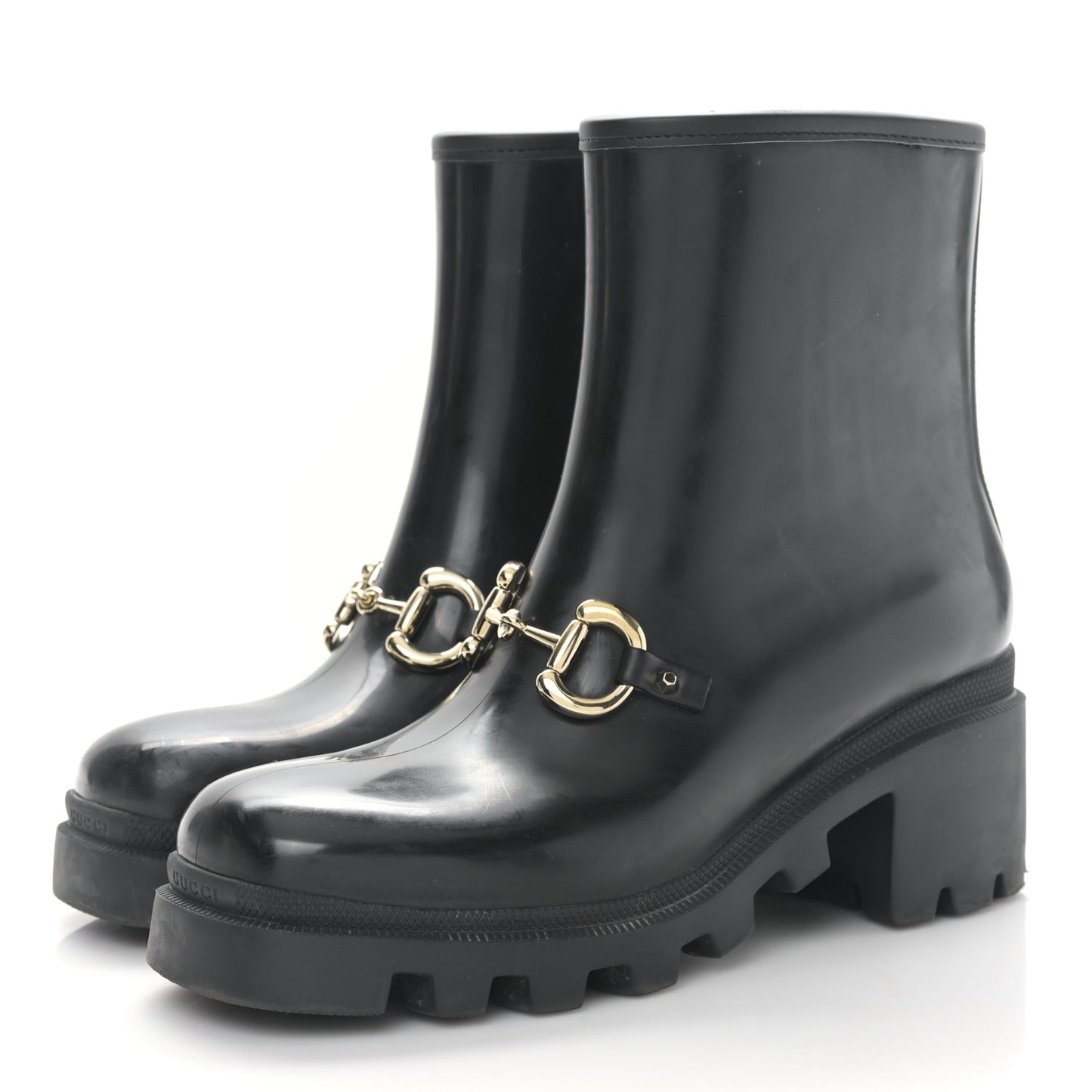 Rubber Womens Horsebit Ankle Boots 40 Black