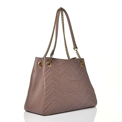 Gucci Calfskin Matelasse Medium GG Marmont Shoulder Tote Bag Porcelain Rose 3 of 9