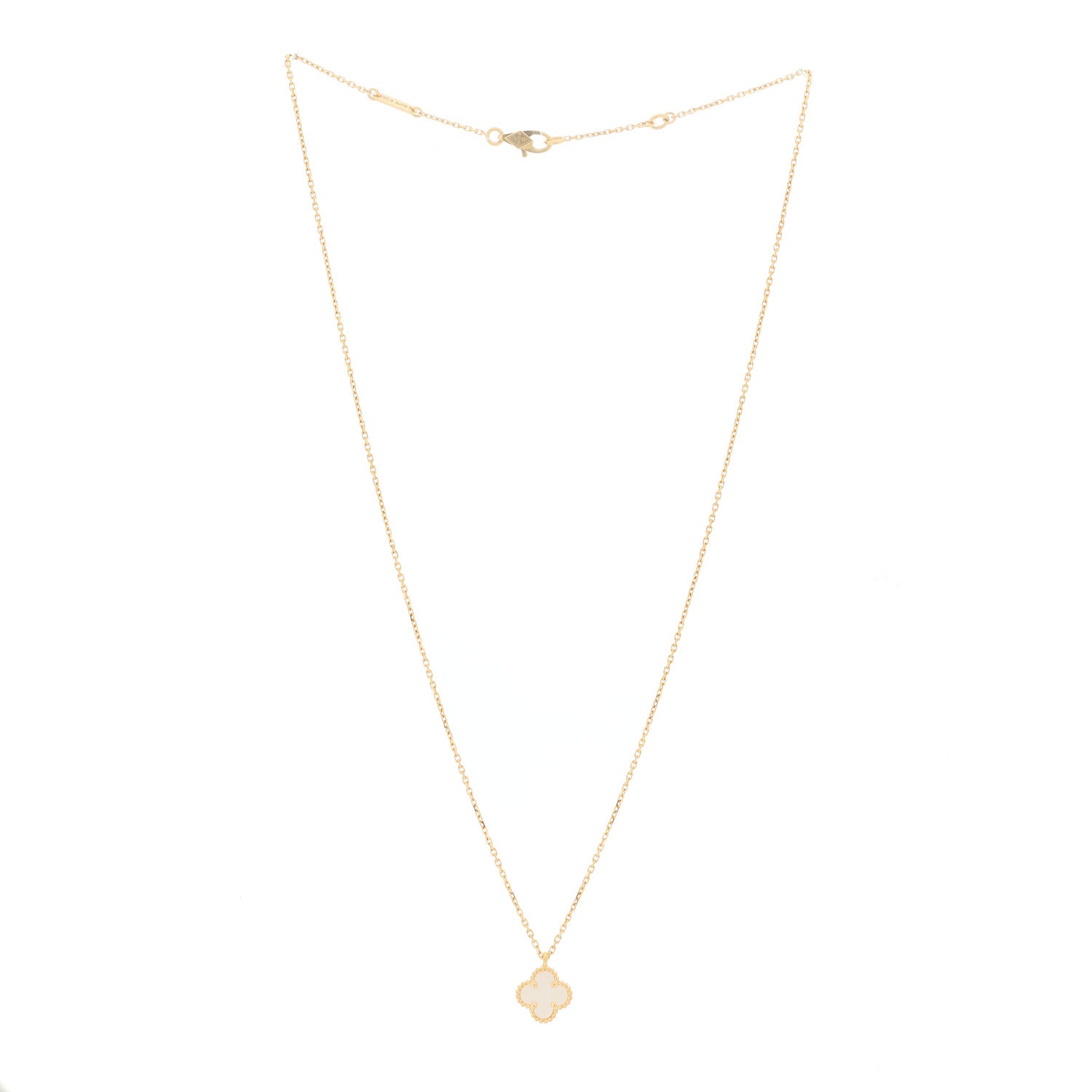 Van Cleef & Arpels 18K Yellow Gold Mother of Pearl Sweet Alhambra Pendant Necklace 2 of 4