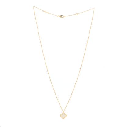 Van Cleef & Arpels 18K Yellow Gold Mother of Pearl Sweet Alhambra Pendant Necklace 2 of 4