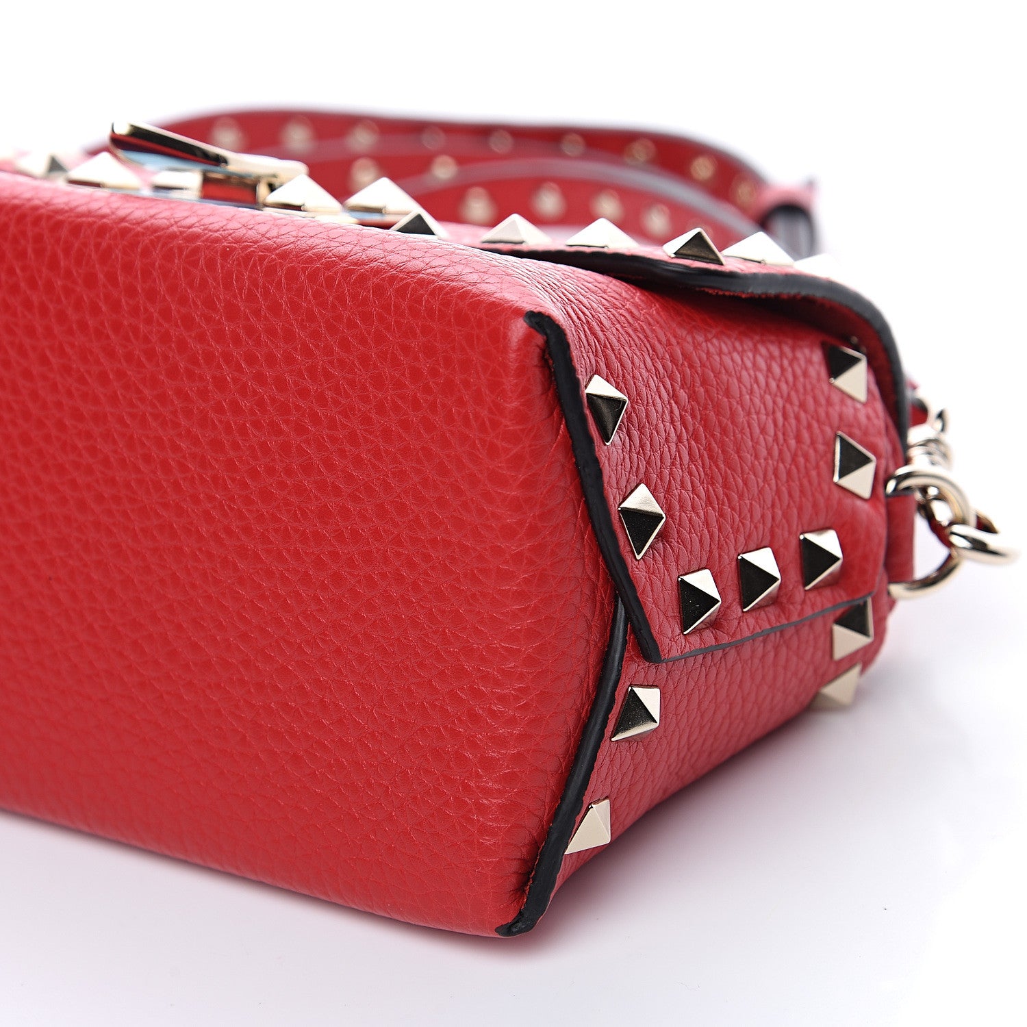 Valentino Garavani Pebbled Calfskin Mini Rockstud Crossbody Bag Rouge Pur 8 of 8