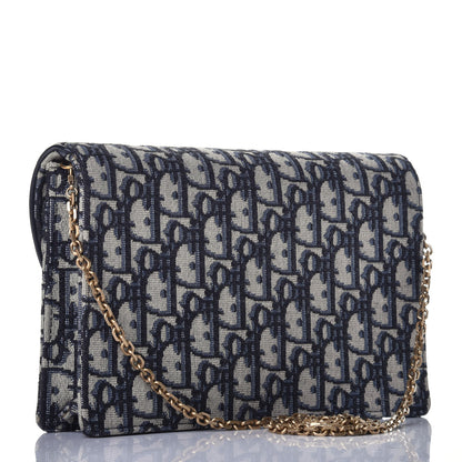 Christian Dior Oblique Saddle Chain Pouch Blue 3 of 10