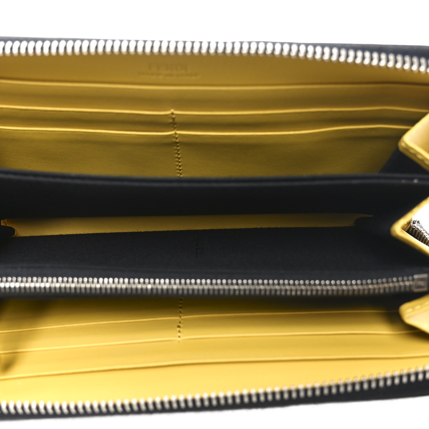 Fendi Vitello Elite Stampa Shadow Zip Around Wallet Asfalto Sunflower 5 of 8