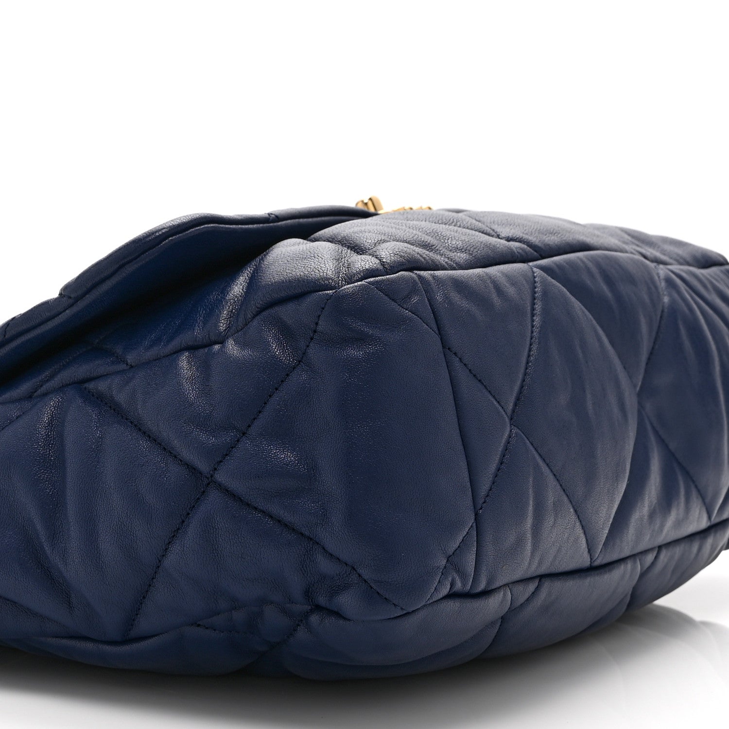 Chanel Goatskin Quilted Maxi Chanel 19 Flap Navy Blue 9 of 10