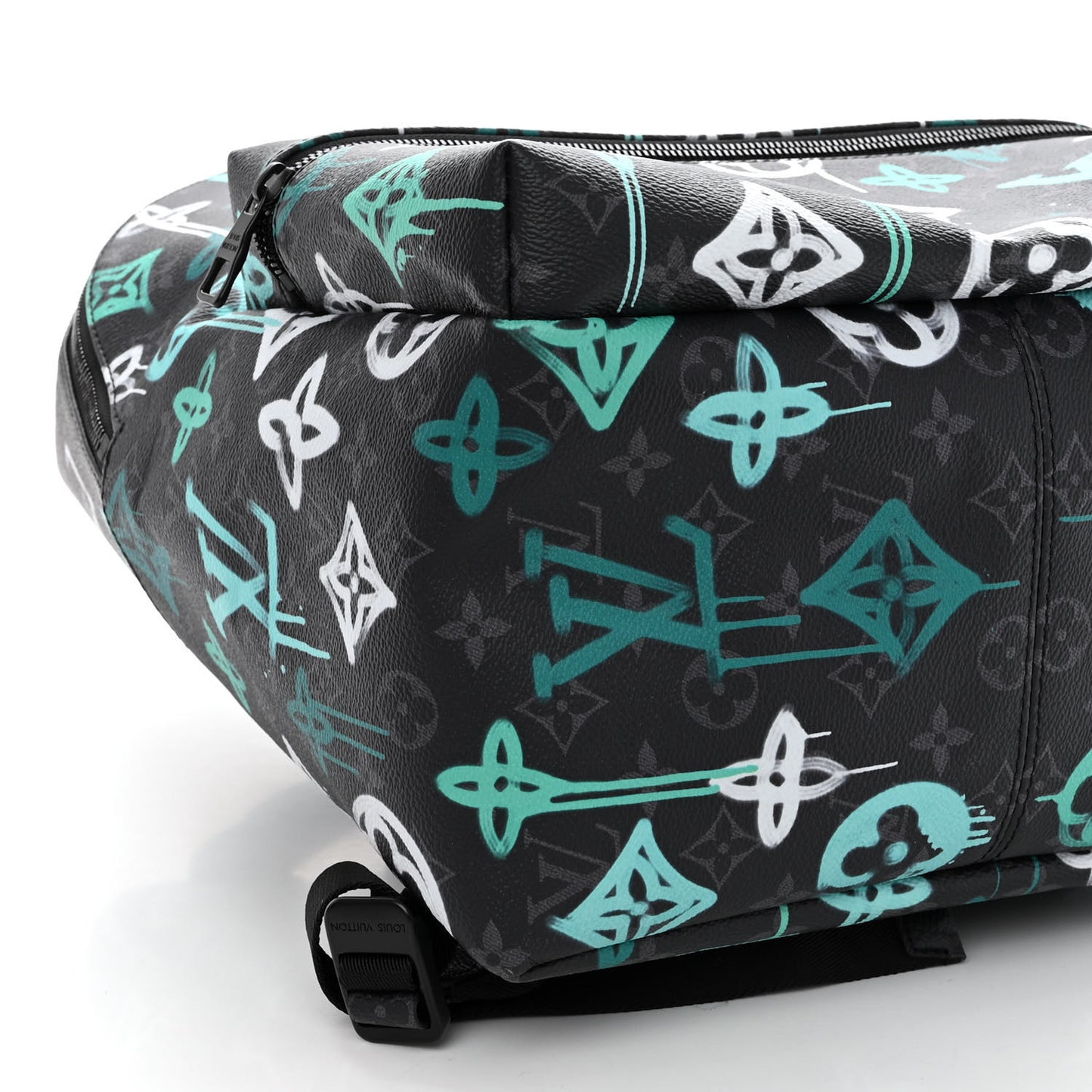 Monogram Eclipse LV Graffiti Discovery Backpack Green Lights