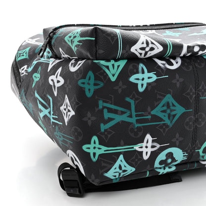 Louis Vuitton Monogram Eclipse LV Graffiti Discovery Backpack Green Lights 8 of 9