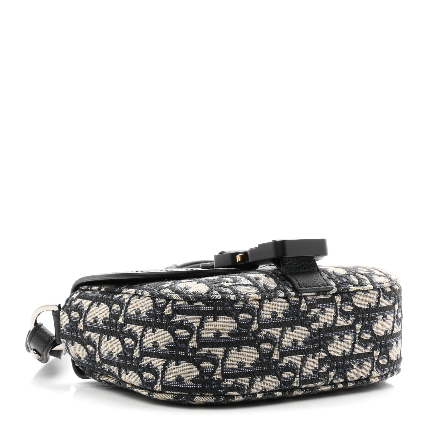 Christian Dior Grained Calfskin Oblique Mini Saddle Messenger Bag With Flap Beige Black 4 of 11