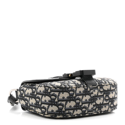 Christian Dior Grained Calfskin Oblique Mini Saddle Messenger Bag With Flap Beige Black 4 of 11