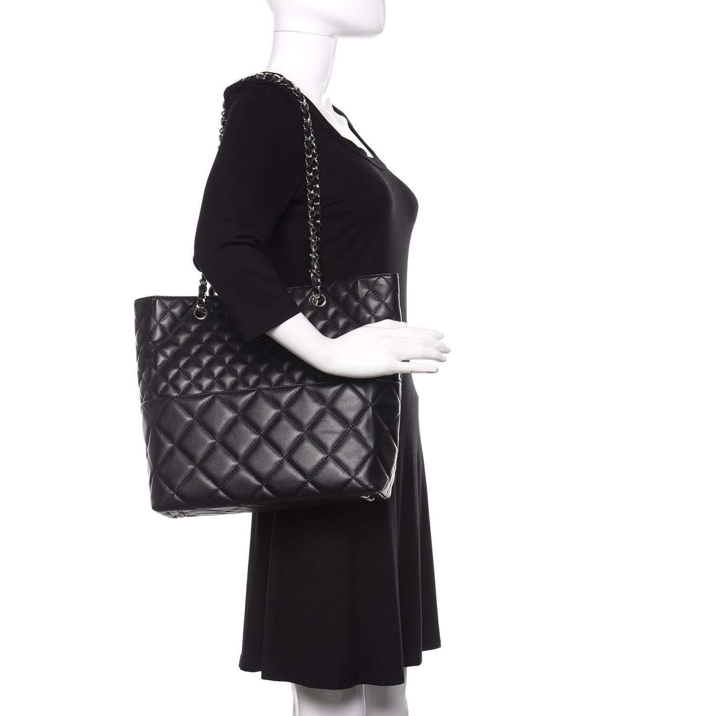 Calfskin Quilted In The Business North South Tote Black