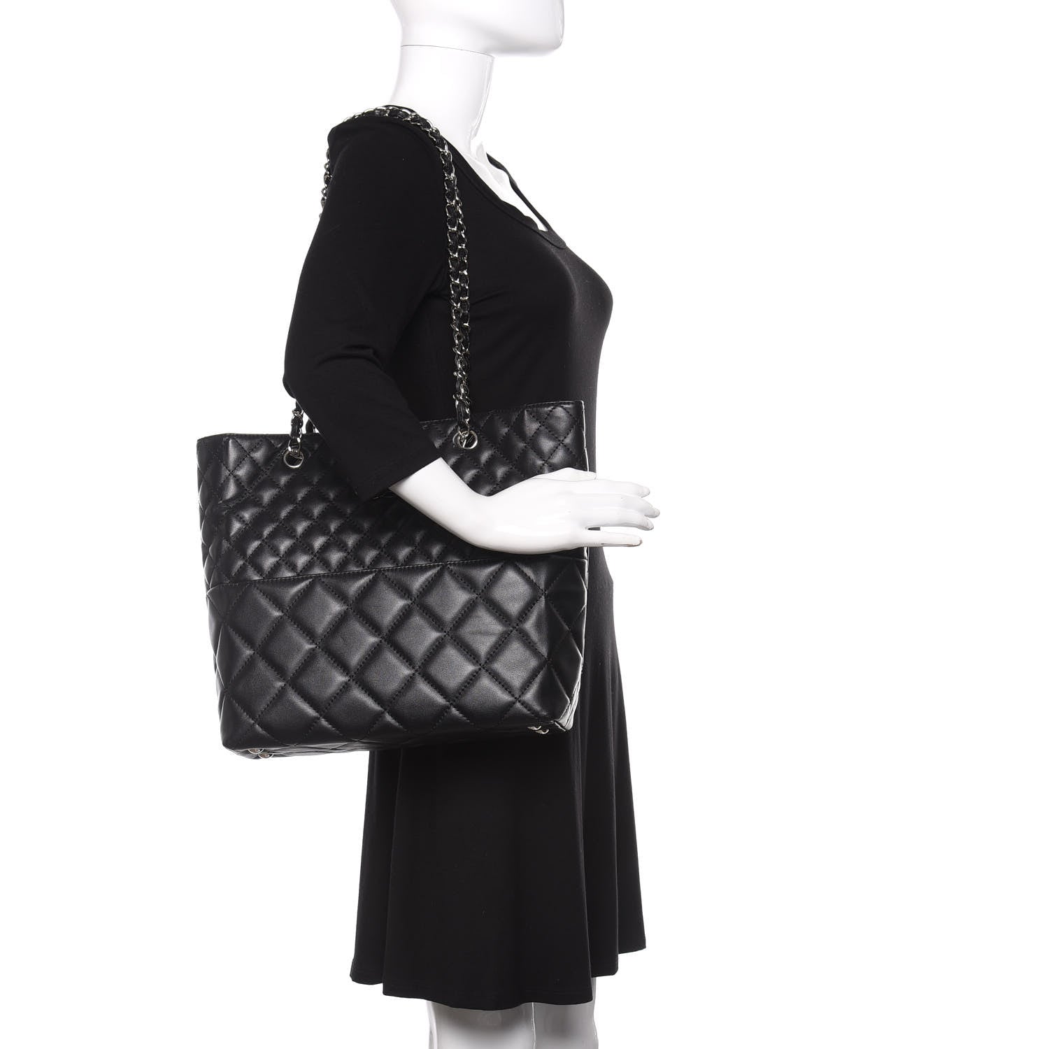 Chanel Calfskin Quilted In The Business North South Tote Black 2 of 9
