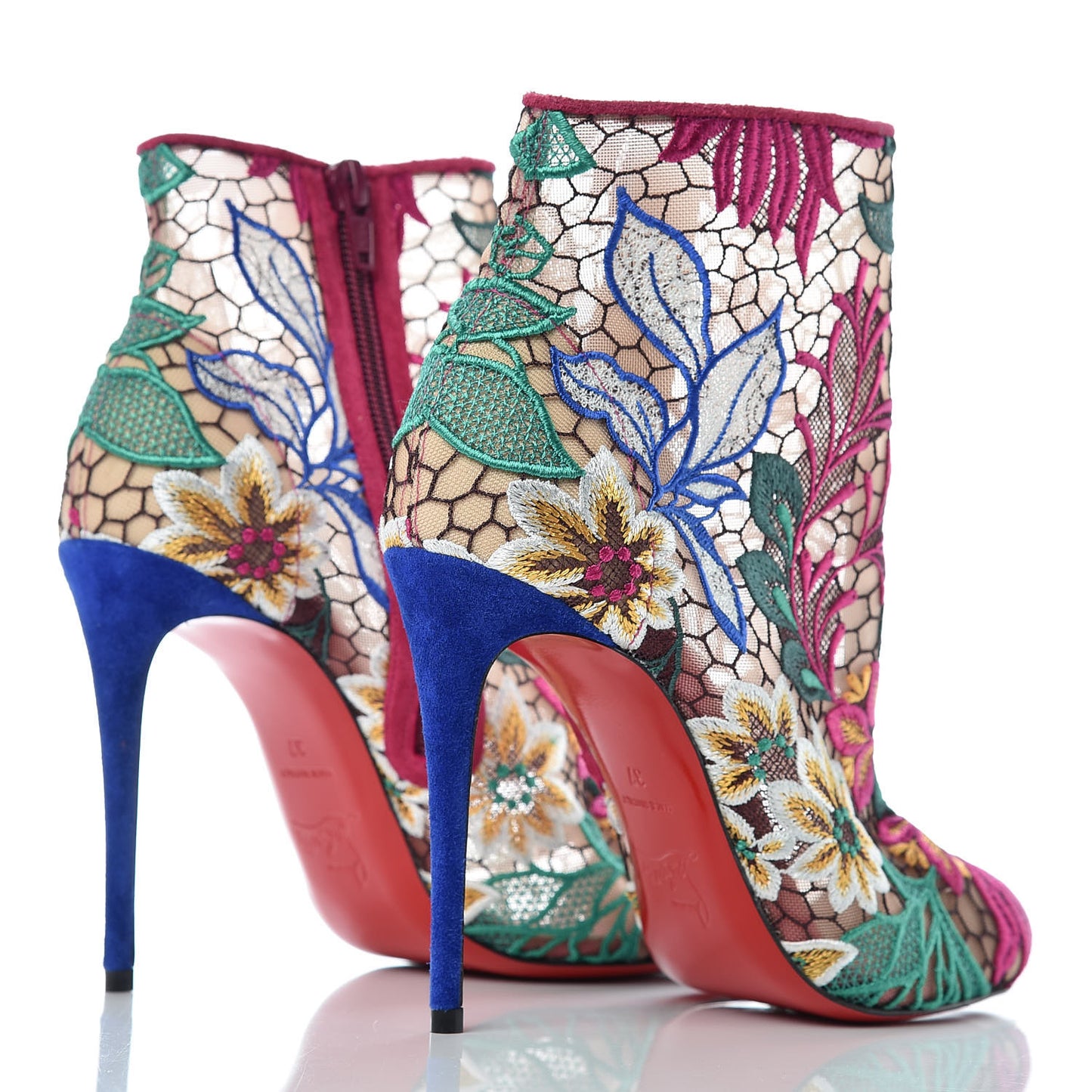 Mesh Guipure Wax LaceSuede Miss Tennis 100 Ankle Boots 37 Multicolor