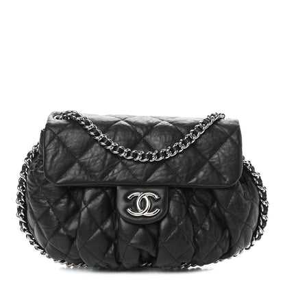Chanel Washed Lambskin Quilted Medium Chain Around Messenger Black 1 of 10