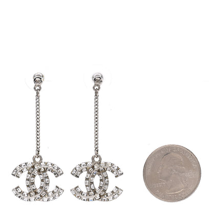 Chanel Baguette Crystal CC Drop Earrings Silver 2 of 3