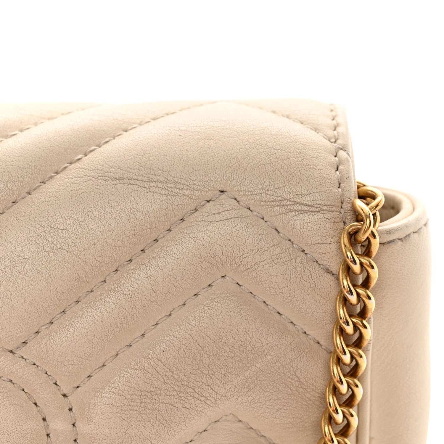 Gucci Calfskin Matelasse Super Mini GG Marmont Shoulder Bag White 13 of 16