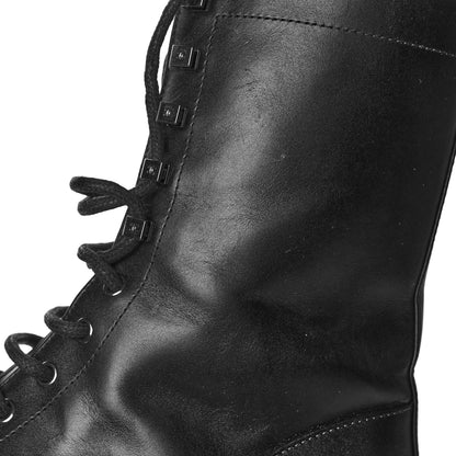 Chanel Calfskin Lace Up Combat Boots 40 Black 11 of 14