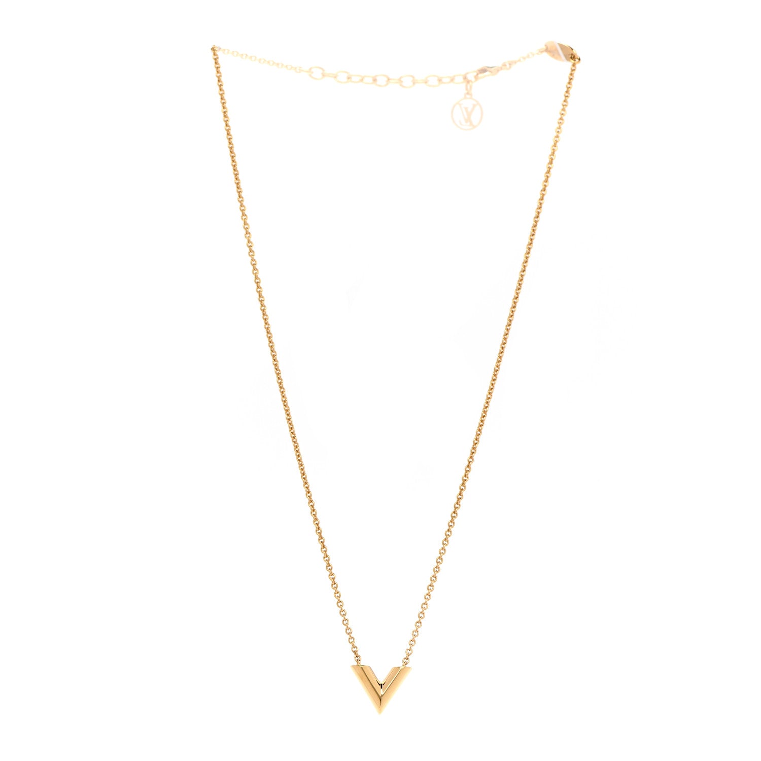 Louis Vuitton Essential V Necklace Gold 3 of 8