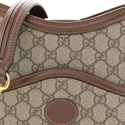 Gucci GG Supreme Monogram Azalea Calfskin Retro Interlocking G Chain Shoulder Bag Beige Ebony Brown Sugar 8 of 10