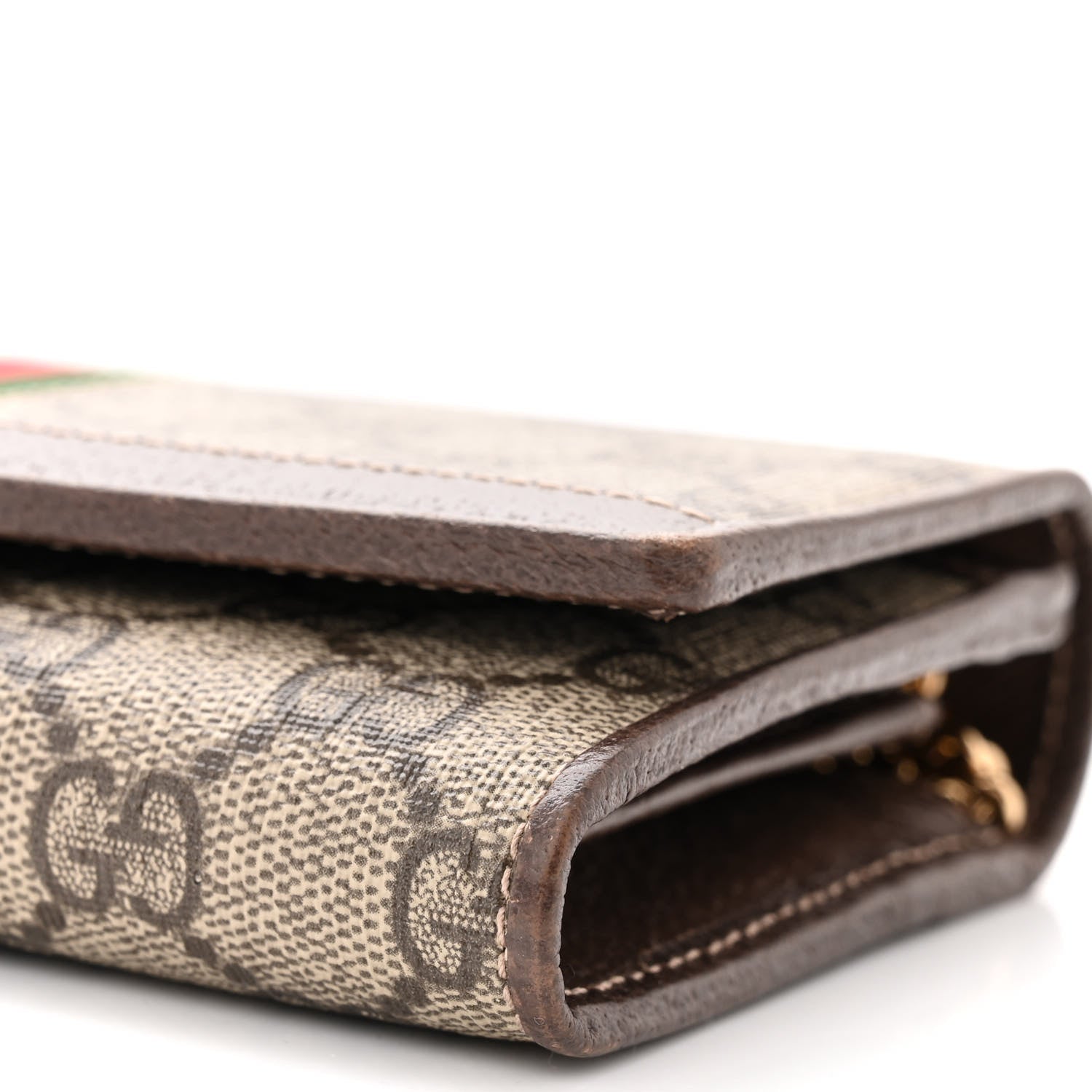 Gucci GG Supreme Monogram Web Ophidia Wallet On Chain Brown 10 of 12