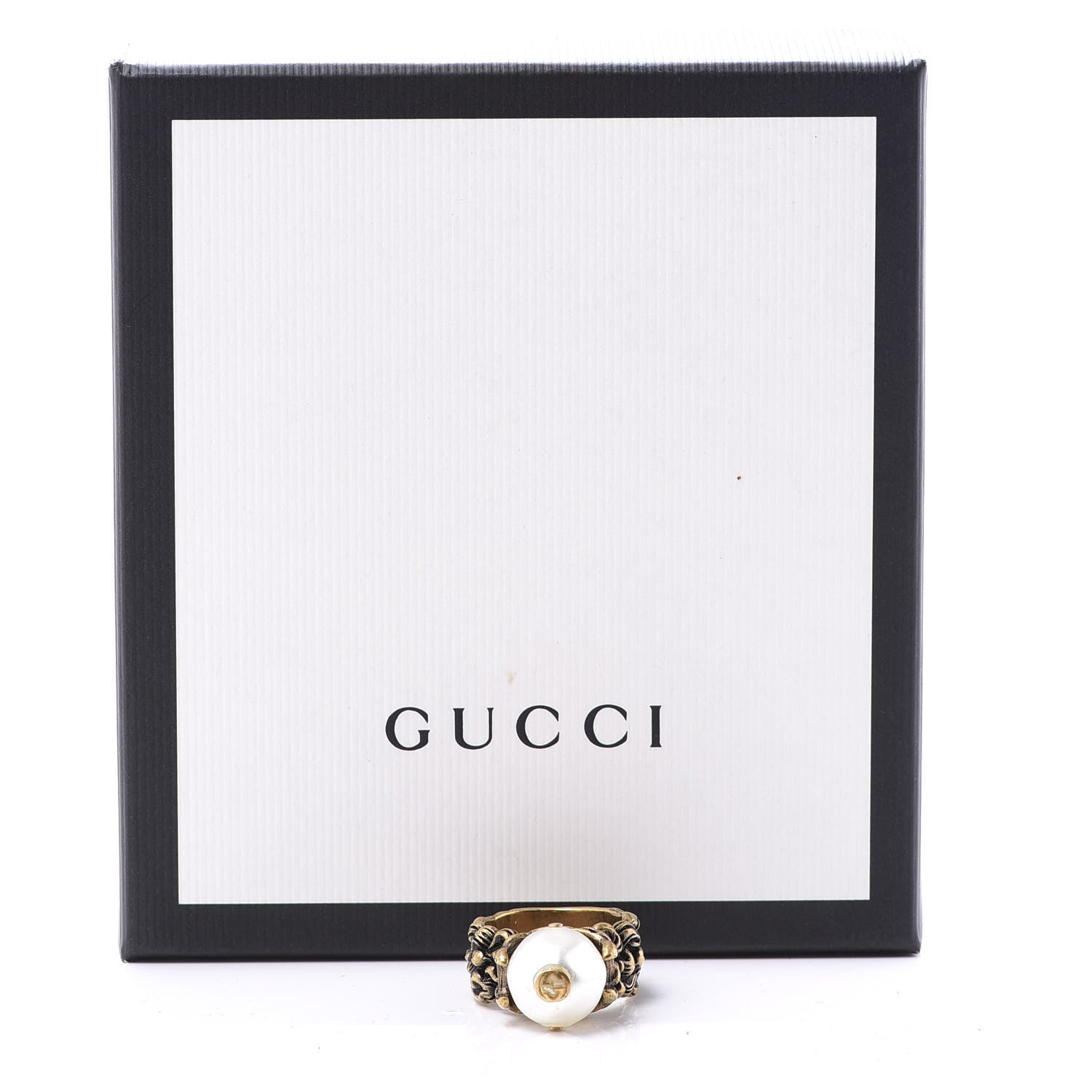 Gucci Metal Pearl Ring 21 Aged Gold 5 of 5