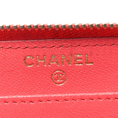 Chanel Sheepskin Chevron Quilted Mademoiselle Vintage Zip Around Wallet Pink 6 of 11