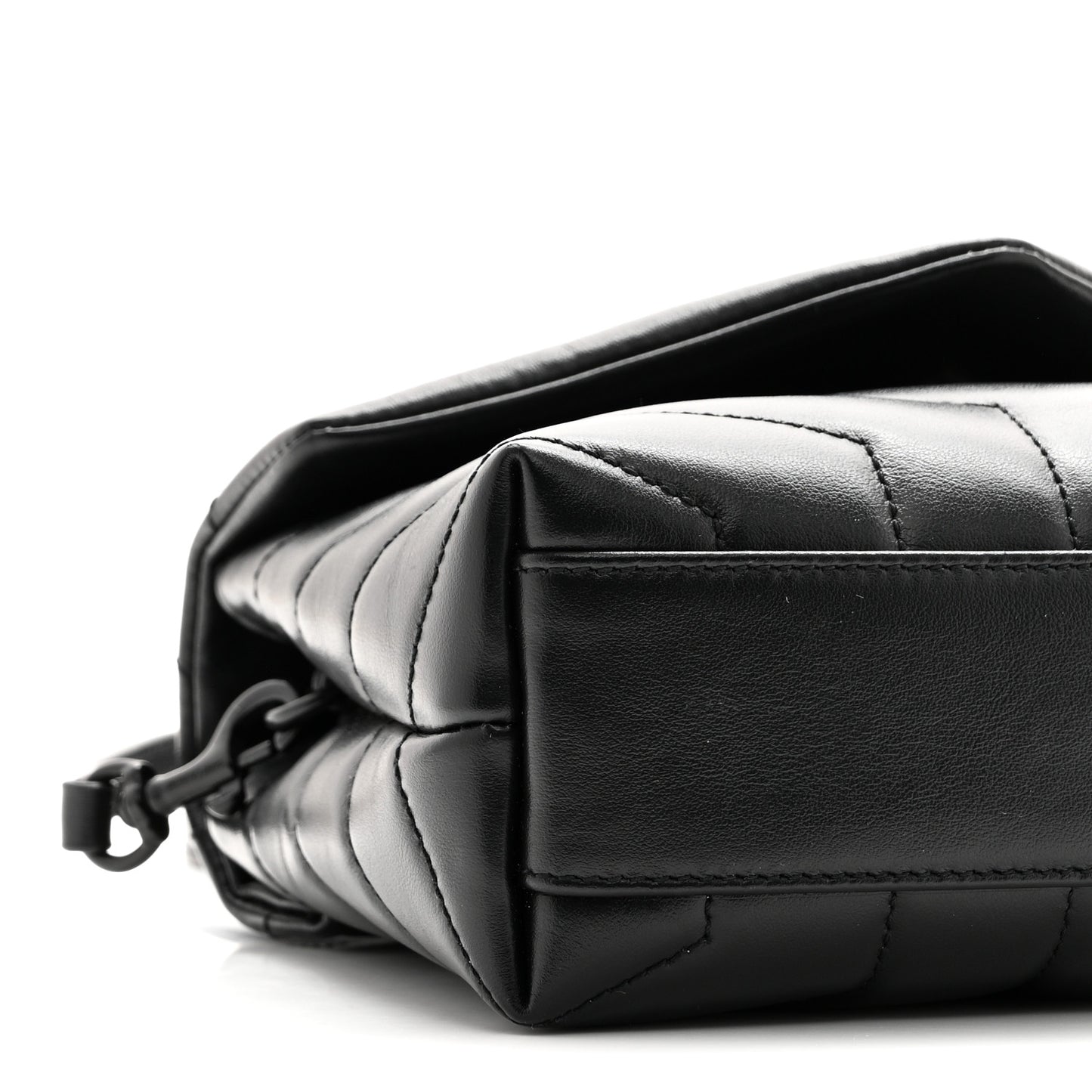 Calfskin Y Quilted Monogram Monochrome Toy Loulou Crossbody Bag Black