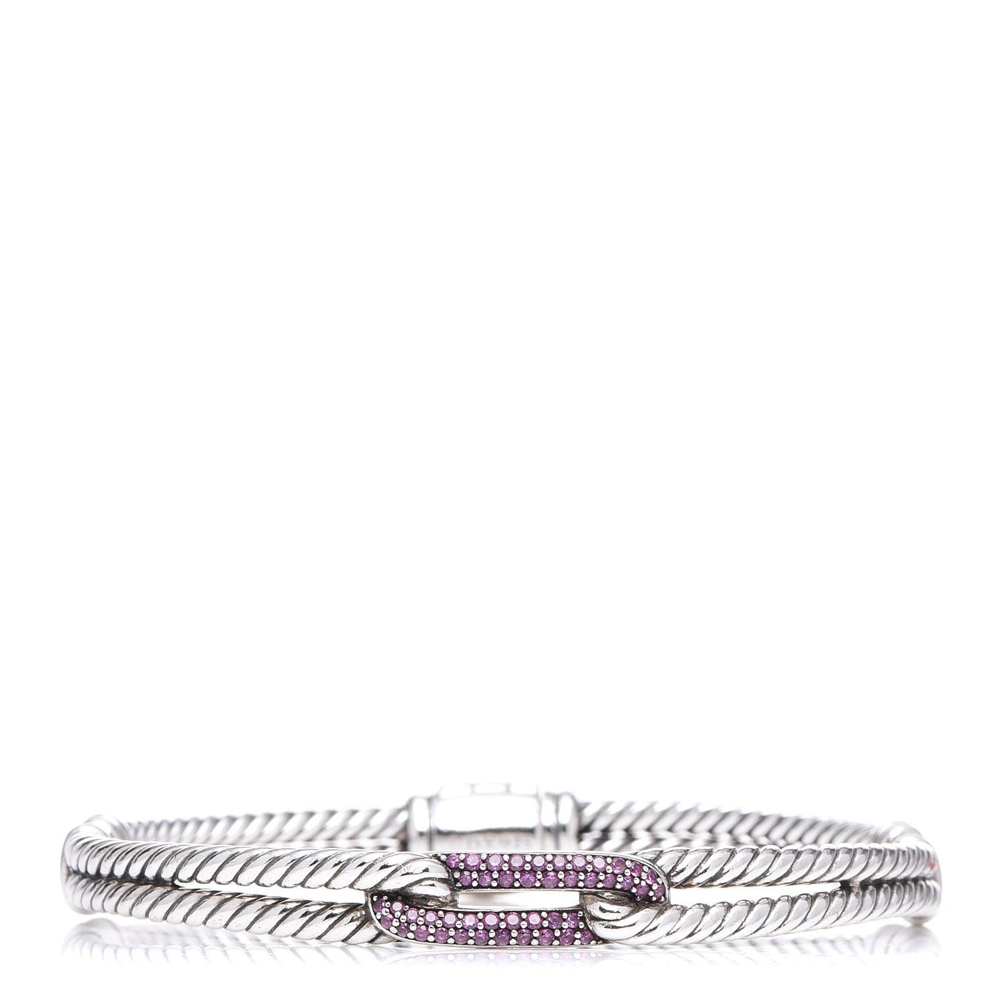 Sterling Silver Pave Pink Sapphire 7mm Mini Loop Labyrinth Bracelet