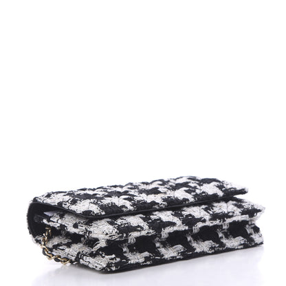 Chanel Tweed Quilted Wallet On Chain WOC Black Ecru White 3 of 11