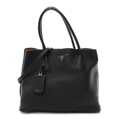 Prada Vitello Daino Medium Double Tote Black Cuoio Black Cuoio 1 of 11