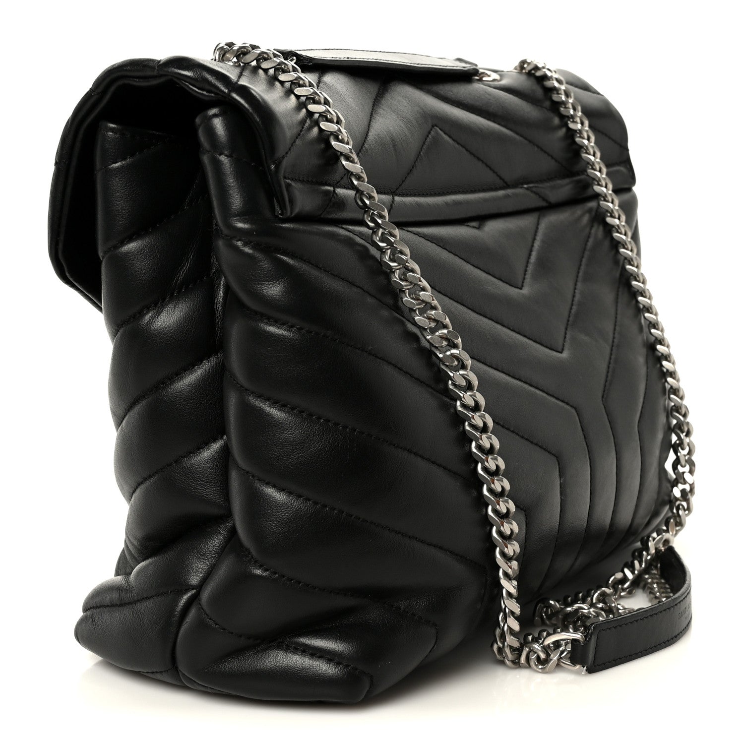 Saint Laurent Calfskin Y Quilted Monogram Medium Loulou Chain Satchel Black 3 of 11