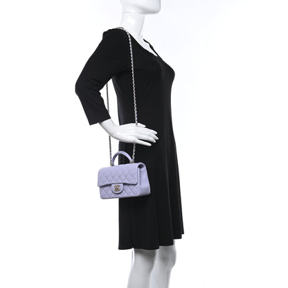 Chanel Lambskin Quilted Mini Top Handle Rectangular Flap Light Purple 3 of 9