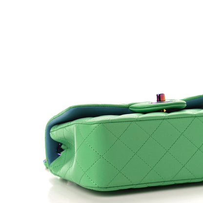 Chanel Lambskin Quilted Mini Rectangular Flap Green Blue 6 of 10