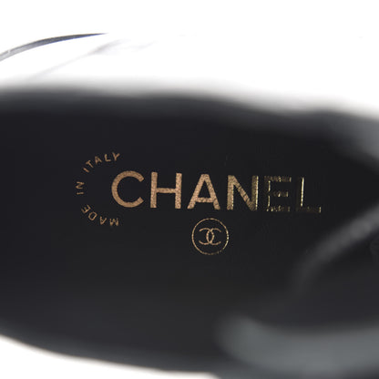 Chanel Shiny Goatskin Calfskin Quilted Lace Up Combat Boots 40.5 Black 7 of 11