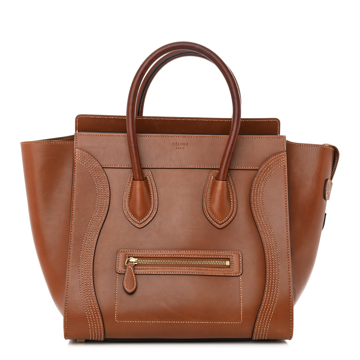 Celine Natural Calfskin Double Stitching Mini Luggage Tan 1 of 11