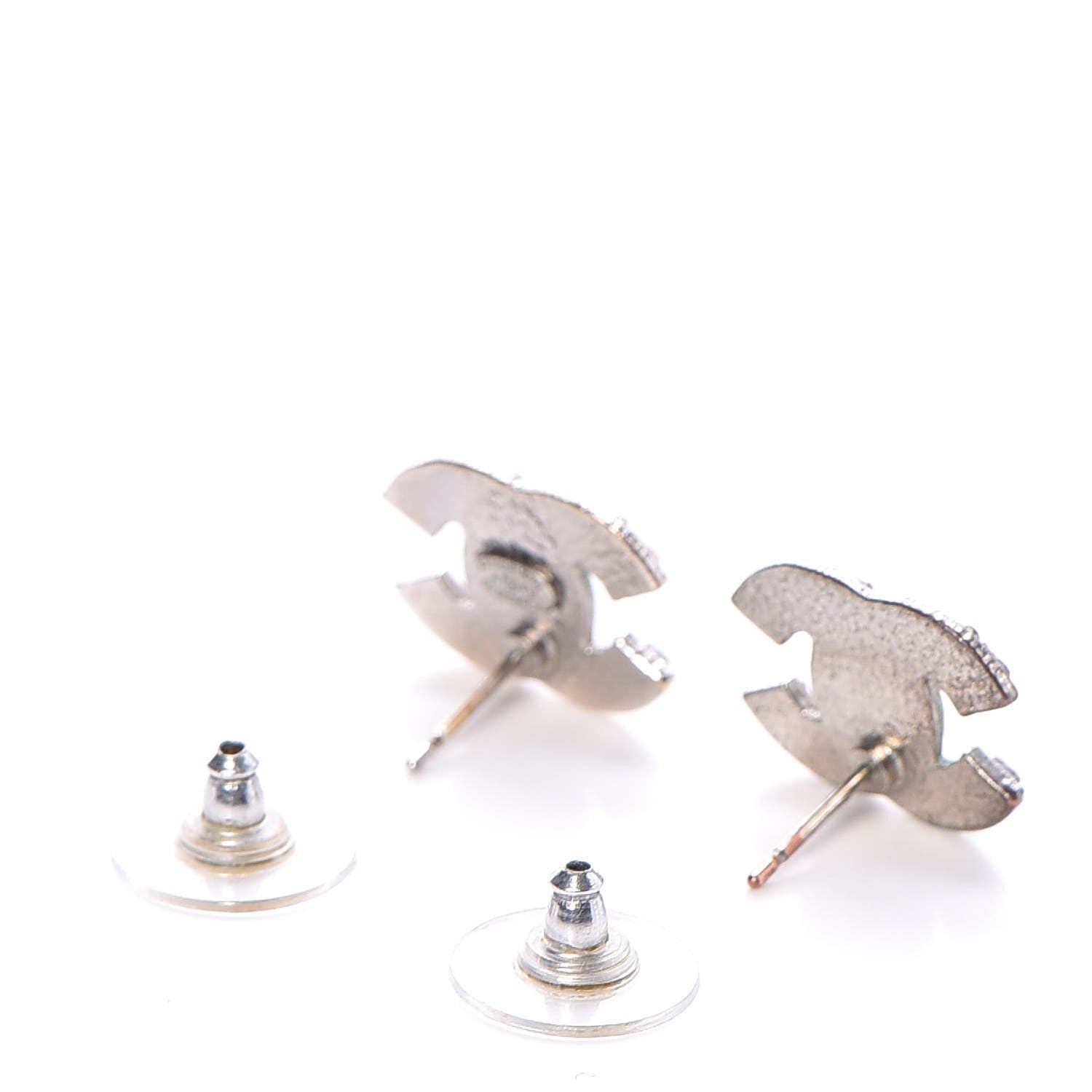 Chanel Crystal CC Earrings Silver 4 of 4