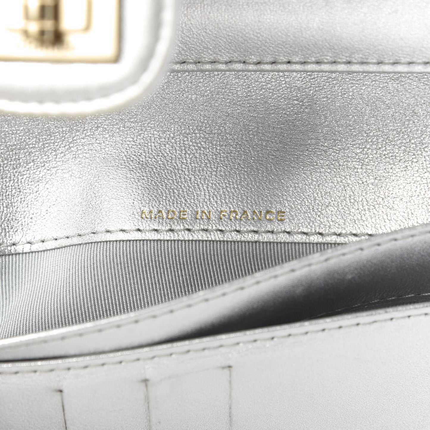 Metallic Lambskin Quilted Reissue Wallet Silver