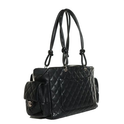 Chanel Calfskin Quilted Large Cambon Multipocket Reporter Black White 3 of 9