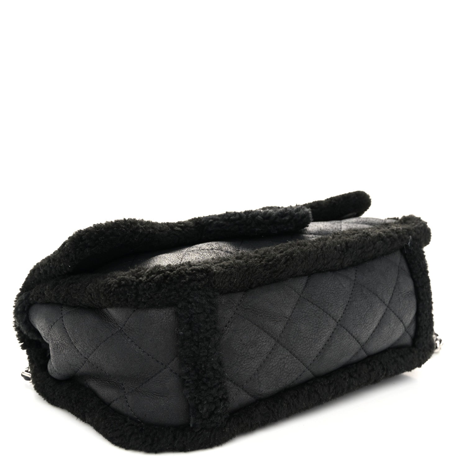 Chanel Shearling Quilted Jumbo Single Flap Black 4 of 9