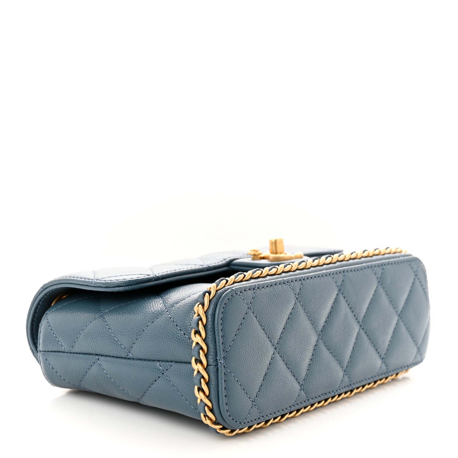 Chanel Caviar Quilted Camellia Chain Around Flap Blue 4 of 10