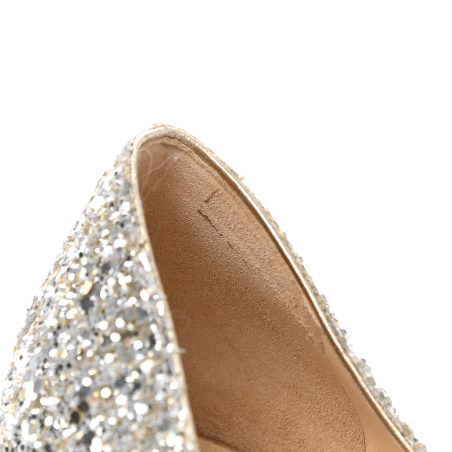 Jimmy Choo Glitter Pointy Toe Romy 85 Pumps 37.5 Champagne 9 of 11