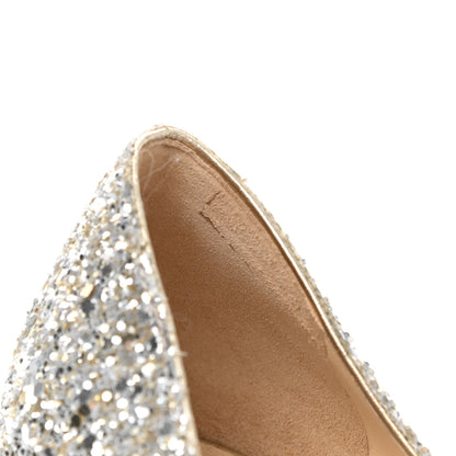 Jimmy Choo Glitter Pointy Toe Romy 85 Pumps 37.5 Champagne 9 of 11