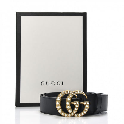 Gucci Moon Calfskin Pearl Double G 40mm Belt 110 44 Black Cream 6 of 6