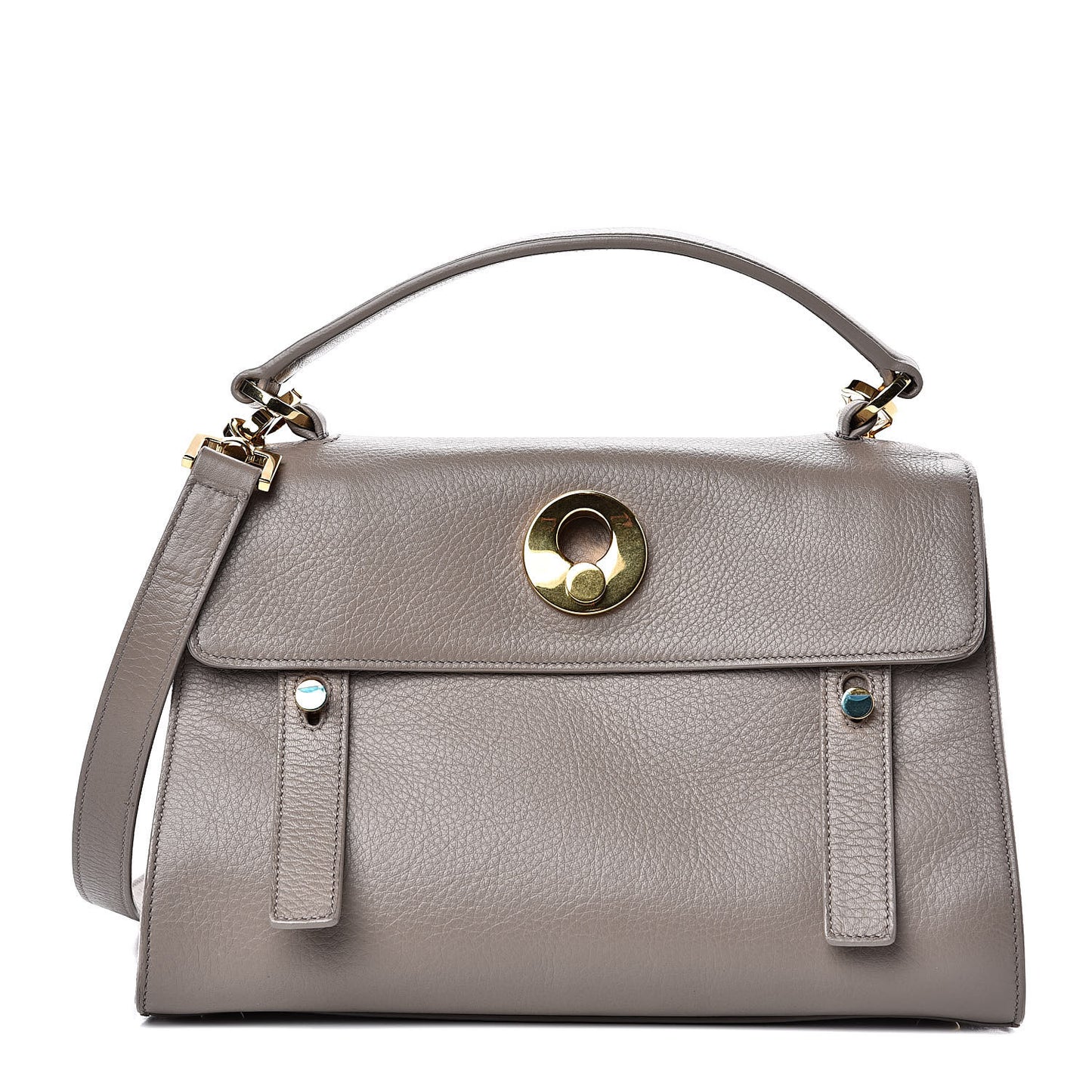 Calfskin Canvas Small Muse Two Gray
