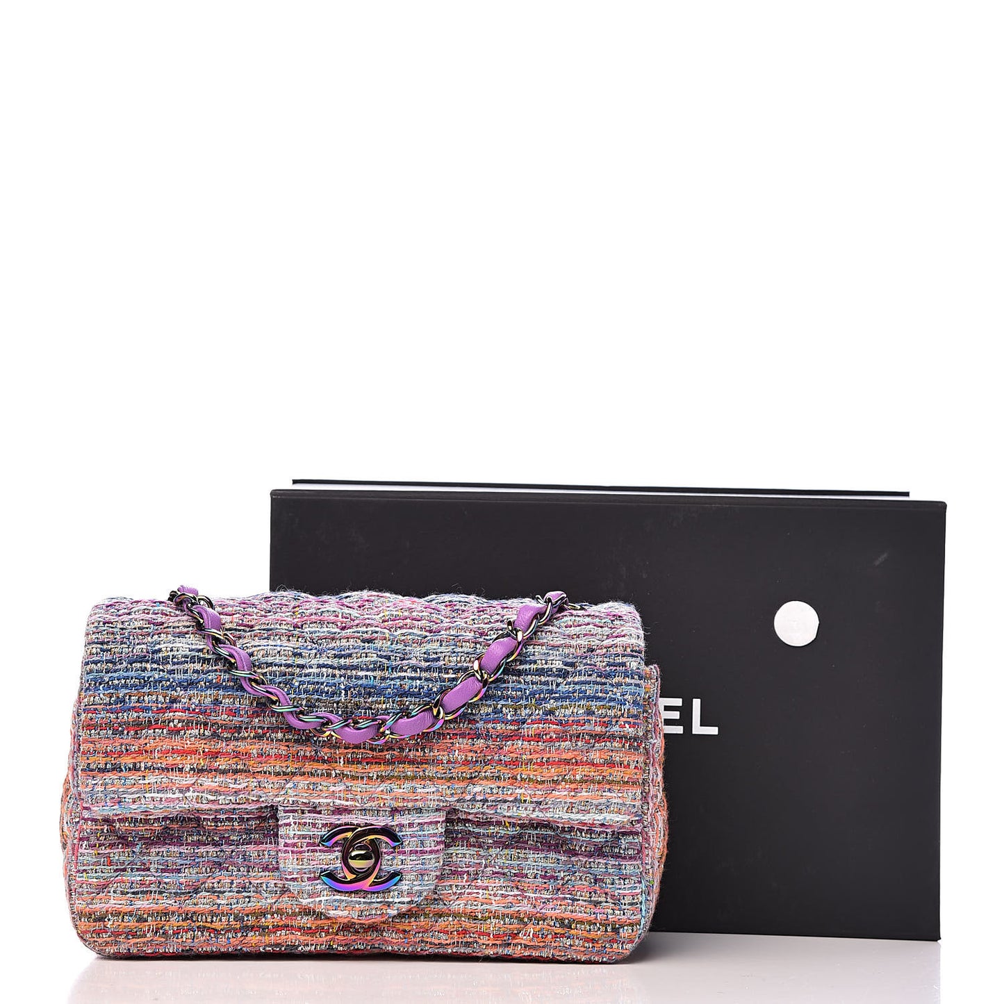 Tweed Quilted Mini Rectangular Flap Blue Pink Orange